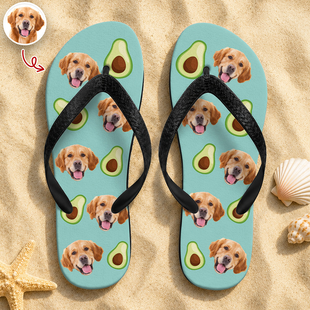 Personalized Dog Photo Summer Flip Flops Custom Gift for Dog Lovers Flip Flop GradoCreations