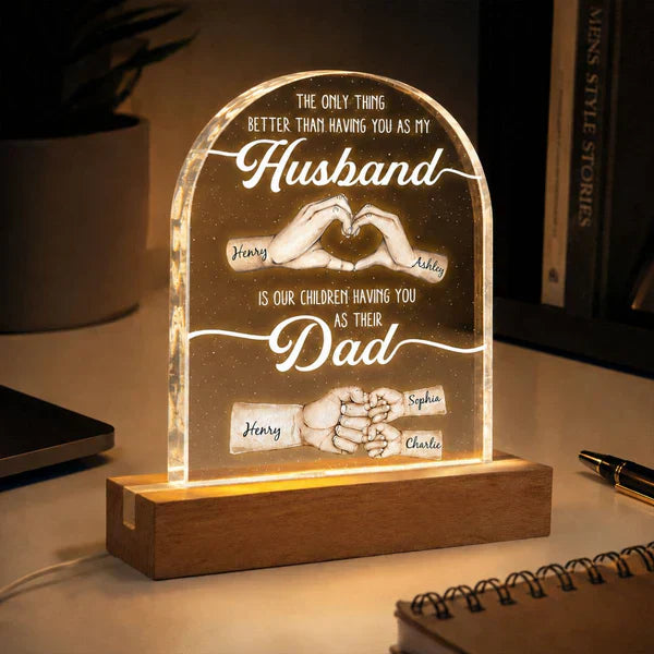 Personalized 3D LED Light Gift for Husband Dad Hand Heart