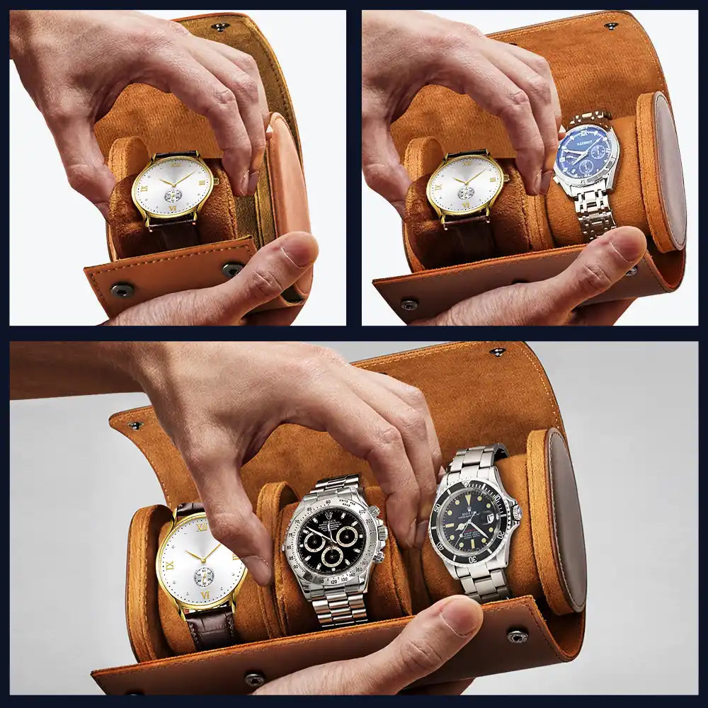 Personalized Leather Watch Case Fist Bump Gift for Son