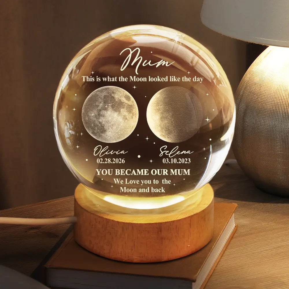 Personalized Crystal Globe Lamp Gift for Dad - Moon Design
