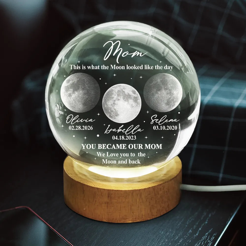 Personalized Crystal Globe Lamp Gift for Dad - Moon Design