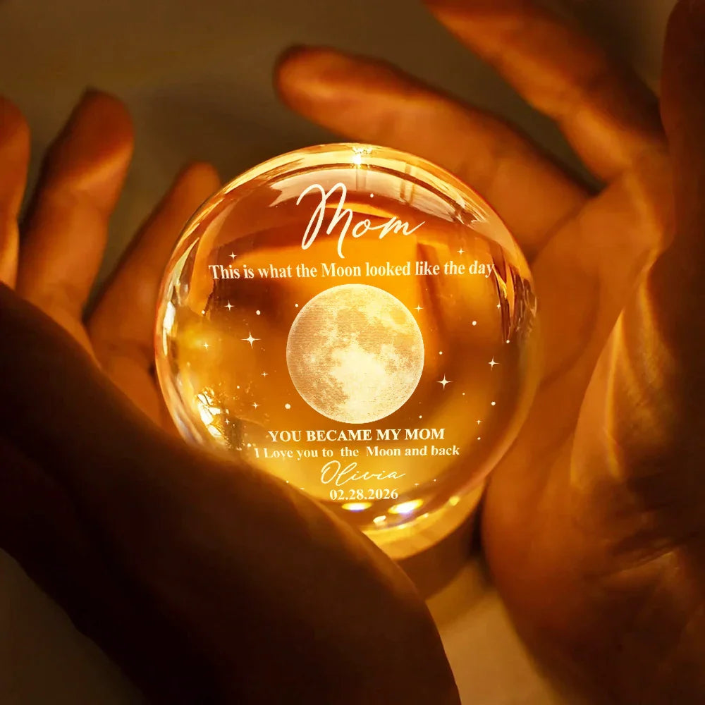Personalized Crystal Globe Lamp Gift for Dad - Moon Design