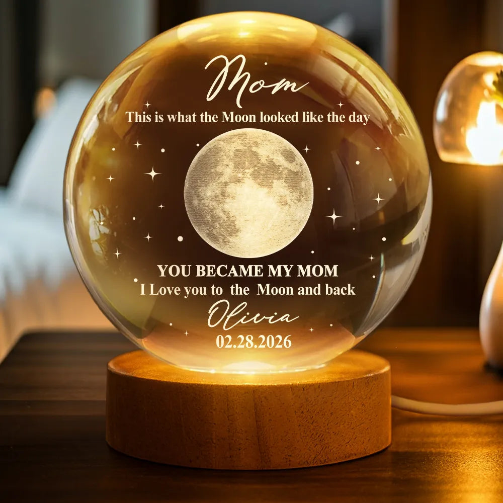 Personalized Crystal Globe Lamp Gift for Dad - Moon Design