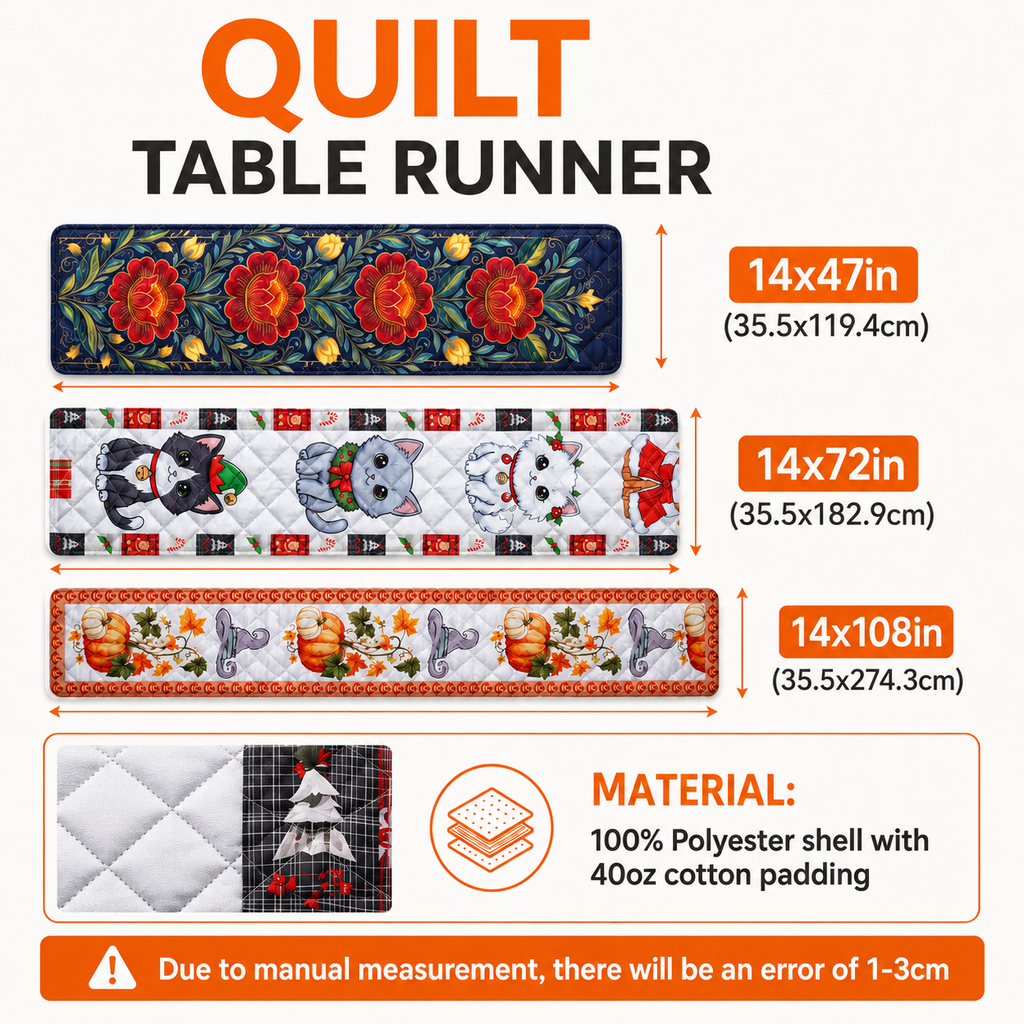 Personalized Spooky Family Quilt Table Runner Unique Fall Decor Quilt Table Runner GradoCreations