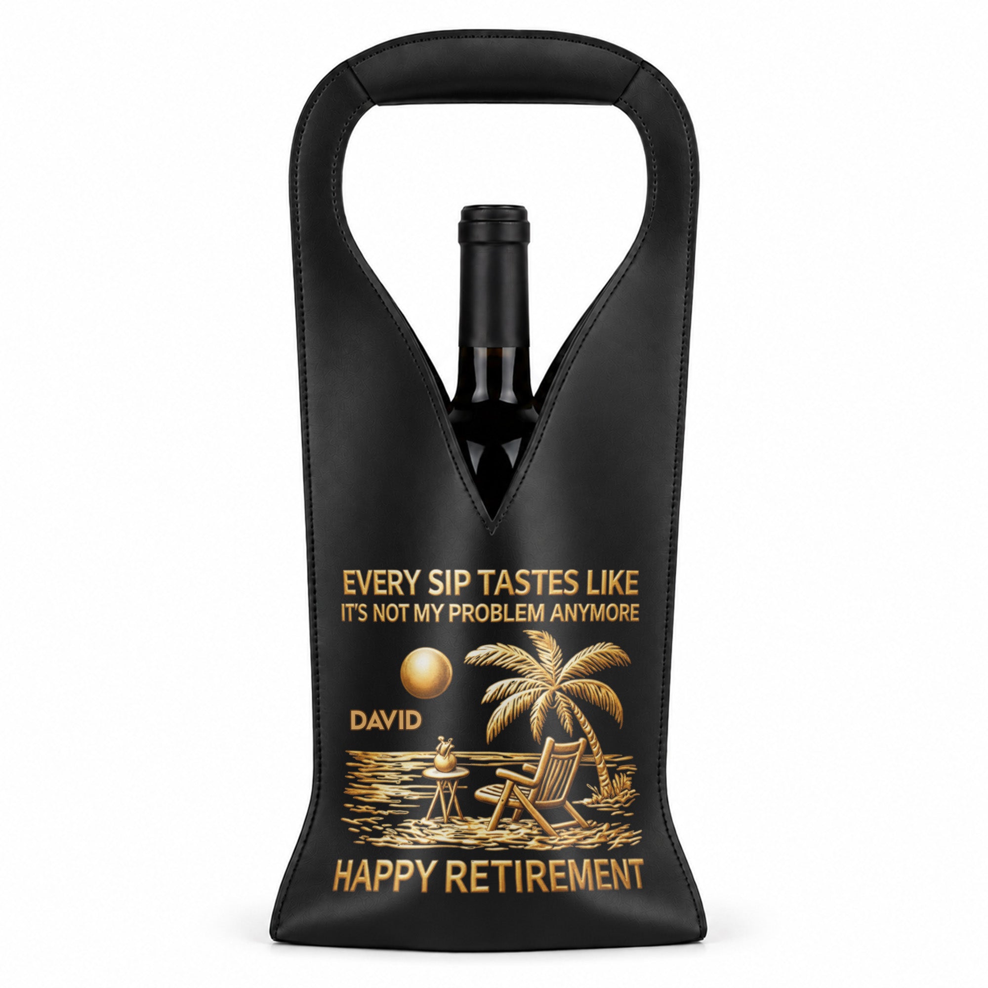 Personalized Leather Wine Bag Custom Name Beach Gift for Retirement Leather Wine Bag GradoCreations