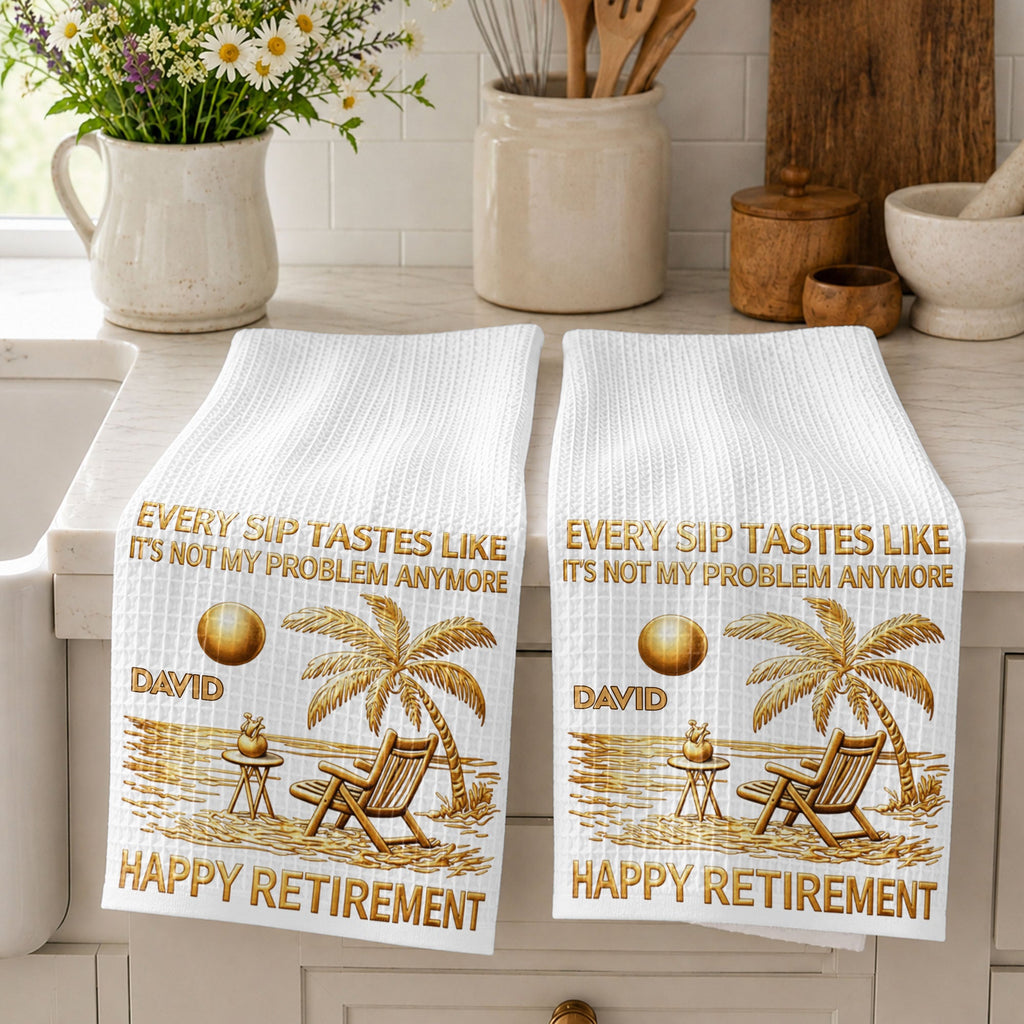 Personalized Funny Retirement Kitchen Towel Gift for Him