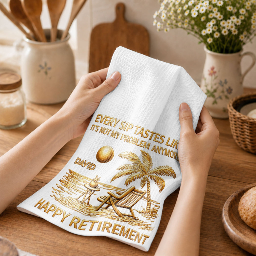 Personalized Funny Retirement Kitchen Towel Gift for Him