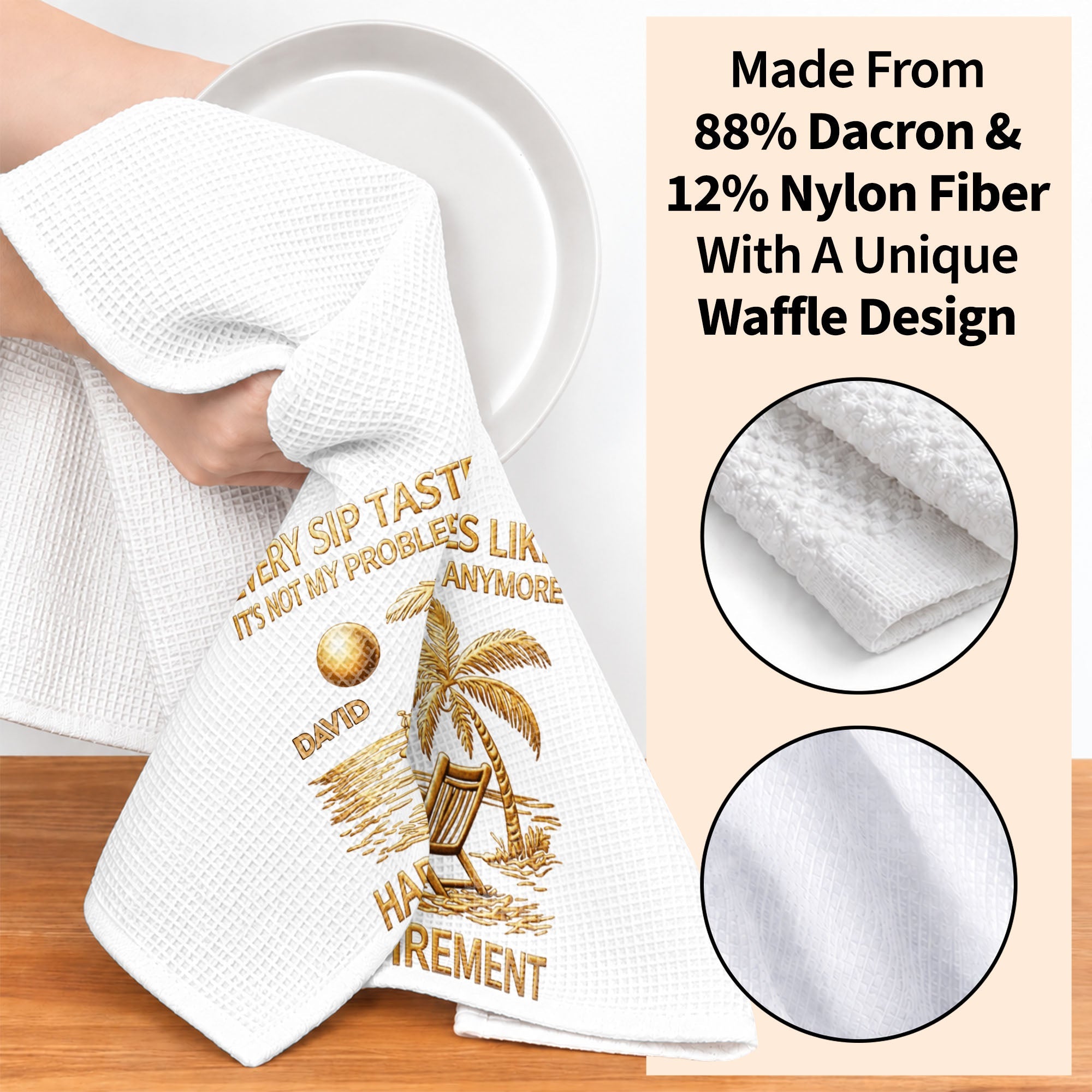 Personalized Funny Retirement Kitchen Towel Gift for Him