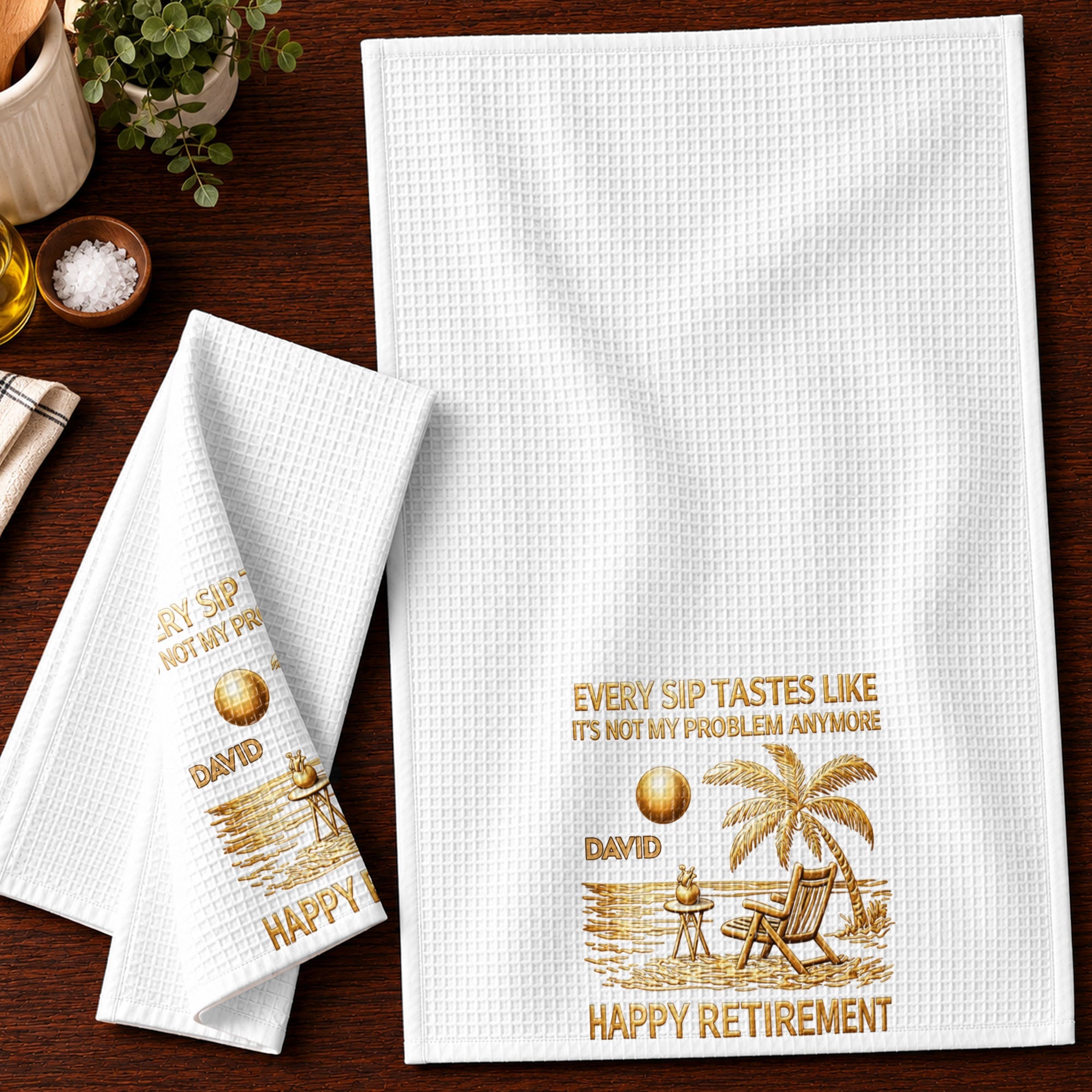 Personalized Funny Retirement Kitchen Towel Gift for Him
