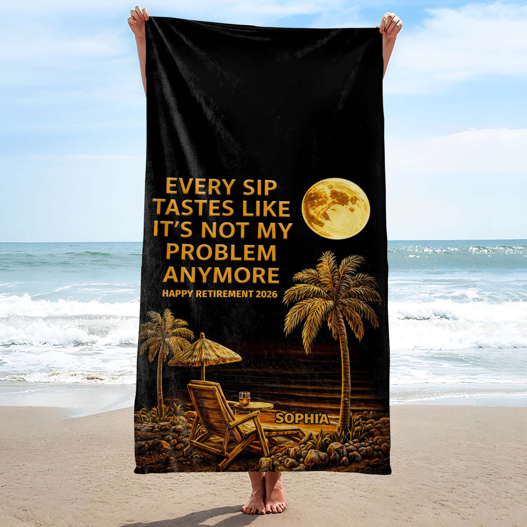 Personalized Microfiber Beach Towel Custom Name Funny Retirement Gift Beach Towels GradoCreations