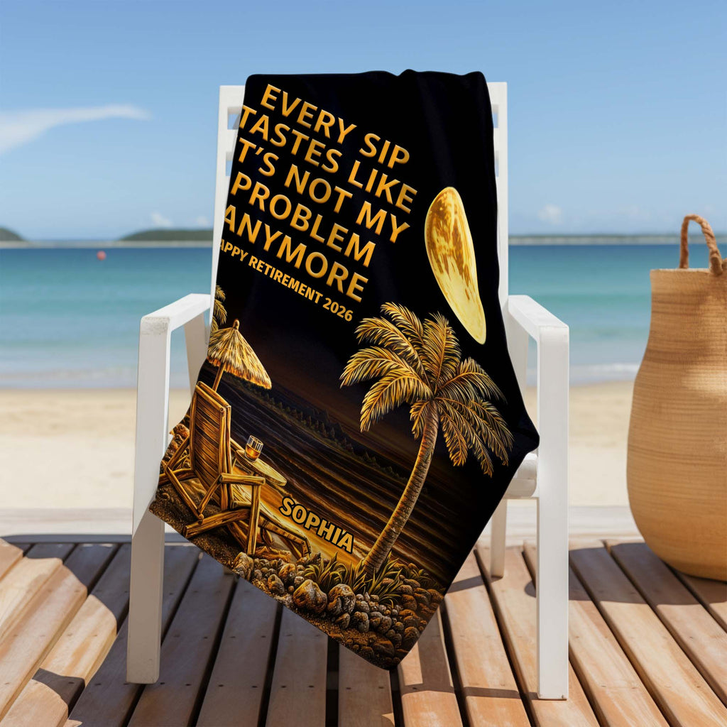 Personalized Microfiber Beach Towel Custom Name Funny Retirement Gift Beach Towels GradoCreations