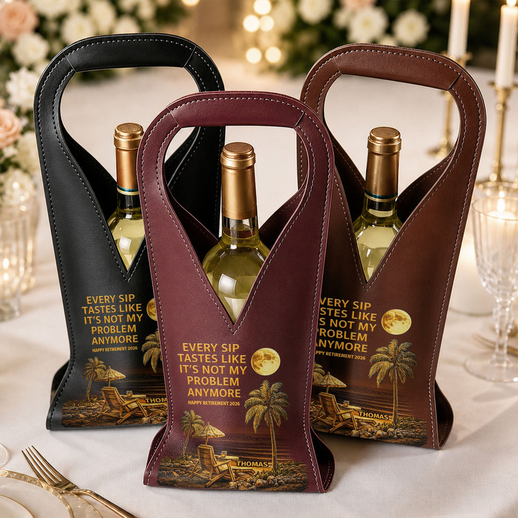 Personalized Leather Wine Bag Custom Name Gift for Retirement Leather Wine Bag GradoCreations