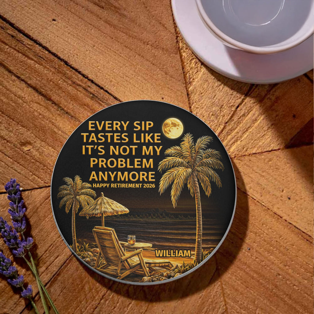 Personalized Ceramic Coaster Custom Name Retirement Gift Ceramic Coaster GradoCreations