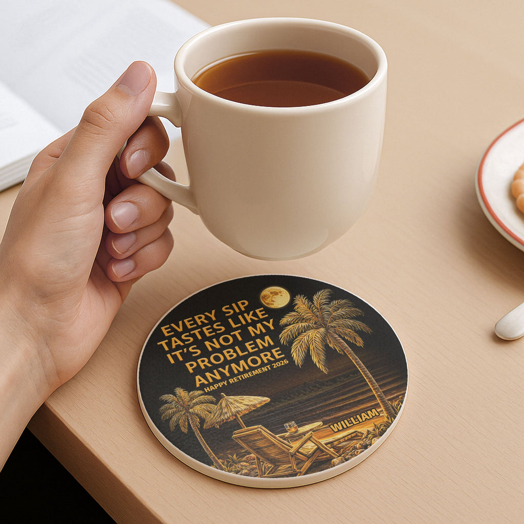 Personalized Ceramic Coaster Custom Name Retirement Gift Ceramic Coaster GradoCreations