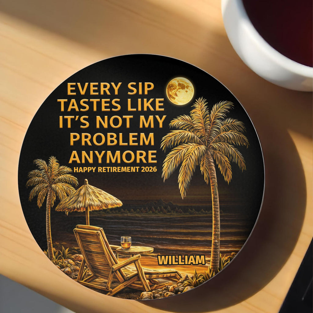 Personalized Ceramic Coaster Custom Name Retirement Gift Ceramic Coaster GradoCreations