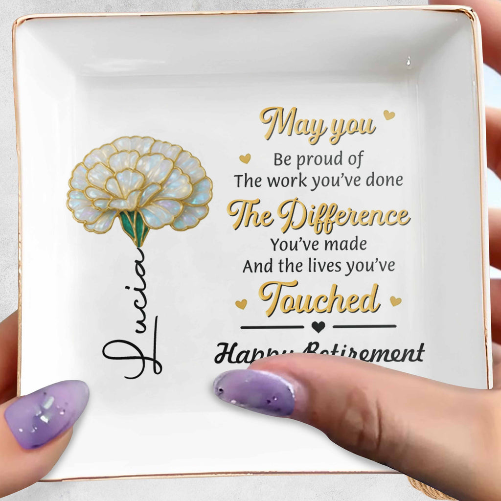 Personalized Ceramic Jewelry Dish Custom Name Gift for Retirement Jewelry Dish GradoCreations
