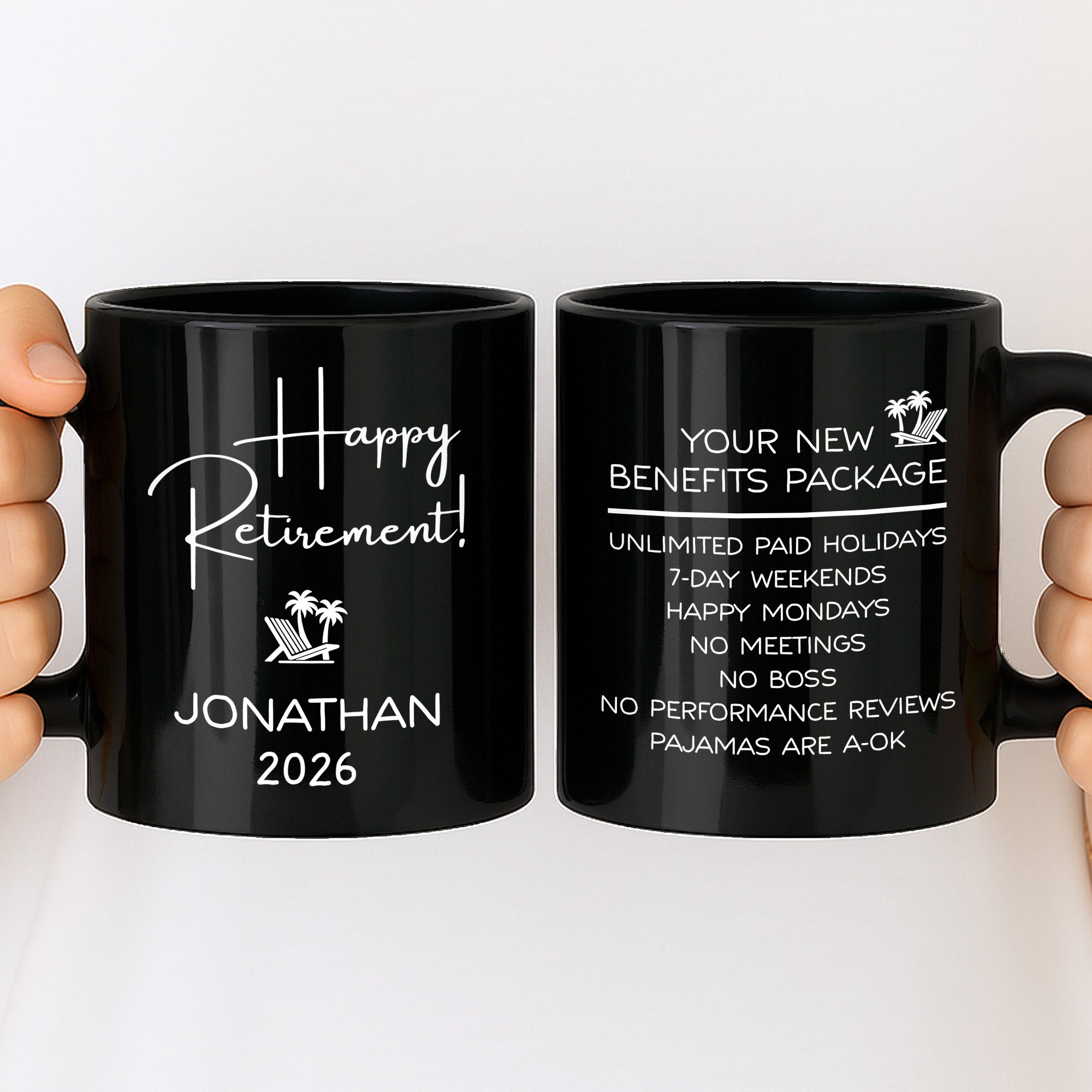 Personalized Black Mug Custom Retirement Gift for Coworker Black Mug GradoCreations