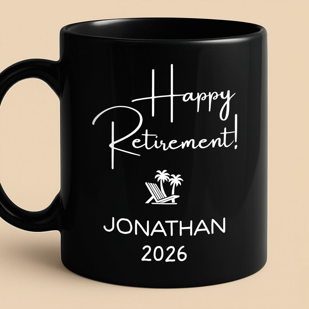 Personalized Black Mug Custom Retirement Gift for Coworker Black Mug GradoCreations
