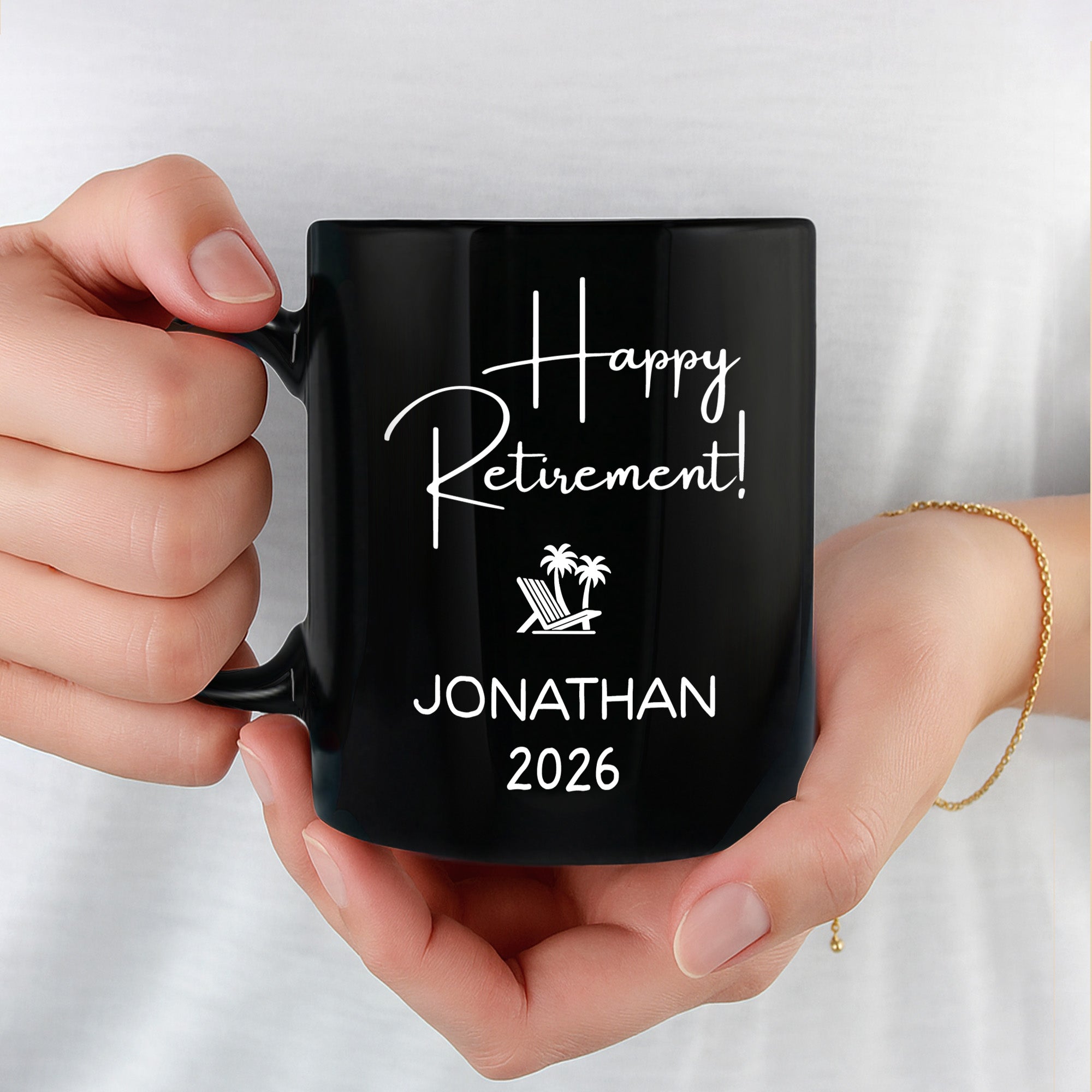 Personalized Black Mug Custom Retirement Gift for Coworker Black Mug GradoCreations