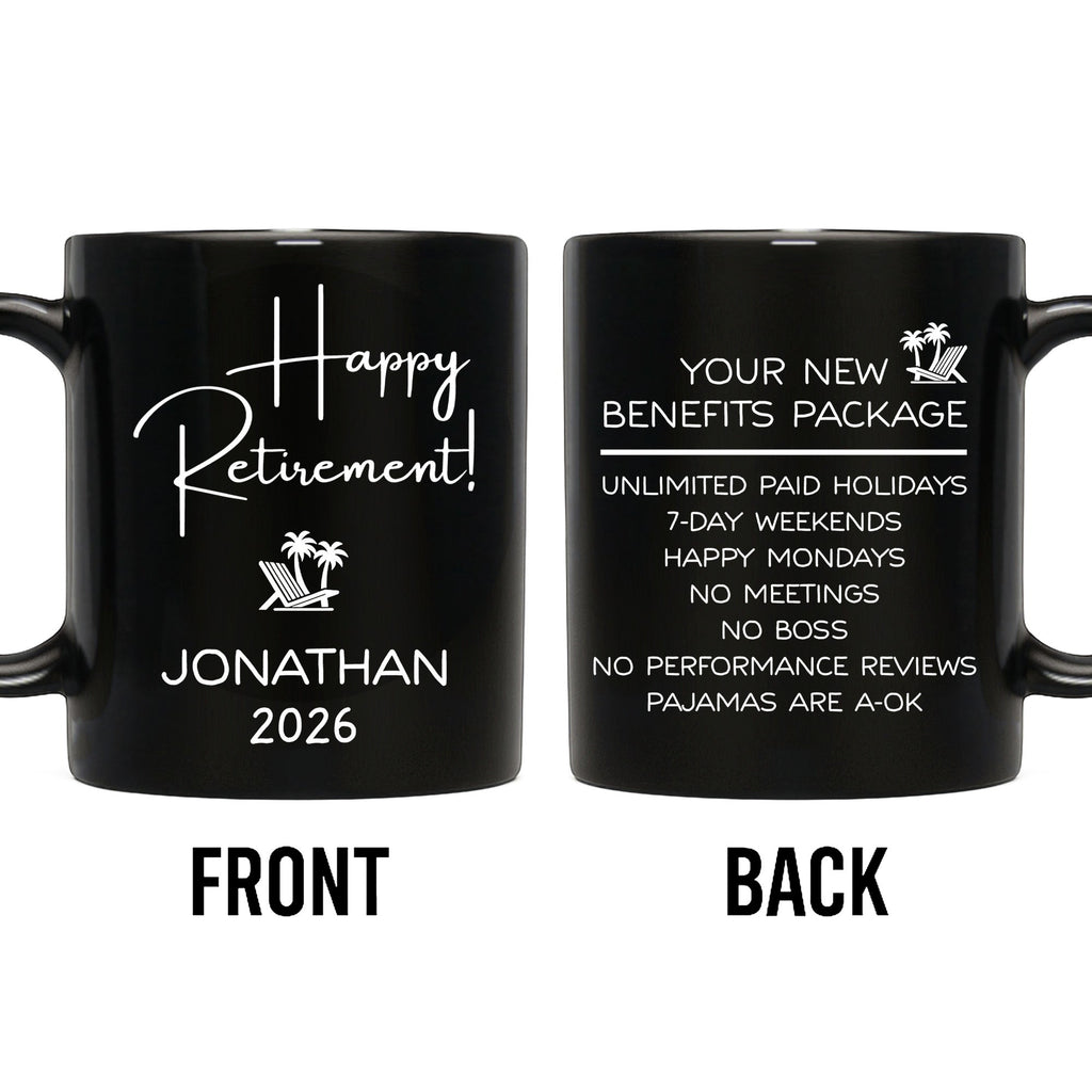 Personalized Black Mug Custom Retirement Gift for Coworker Black Mug GradoCreations