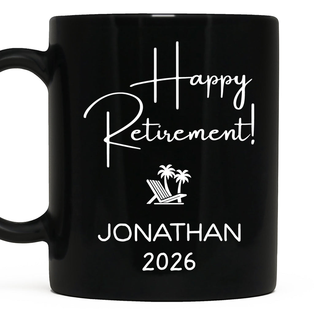 Personalized Black Mug Custom Retirement Gift for Coworker Black Mug GradoCreations