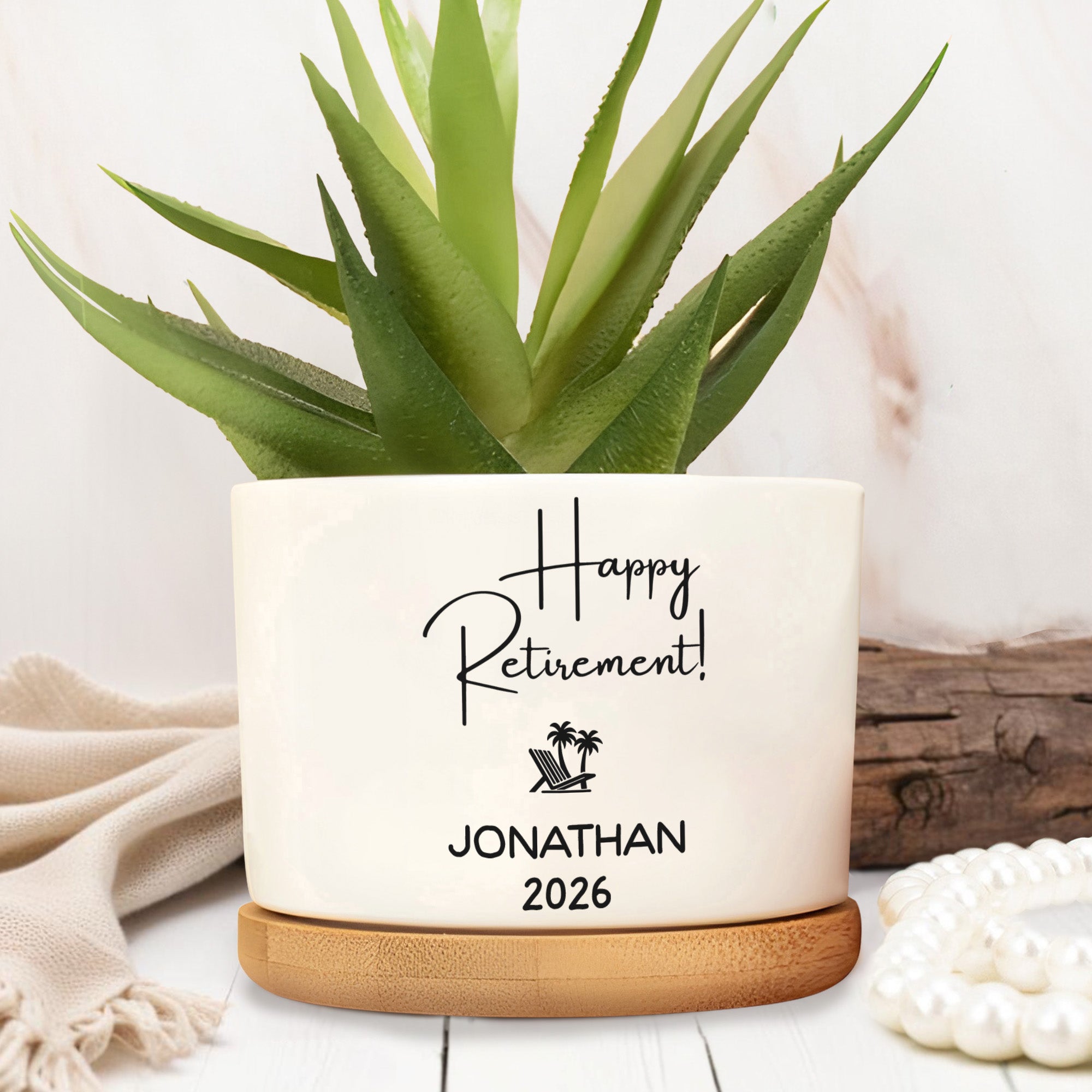 Personalized Ceramic Plant Pot Custom Name Gift for Retirement Ceramic Plant Pot GradoCreations