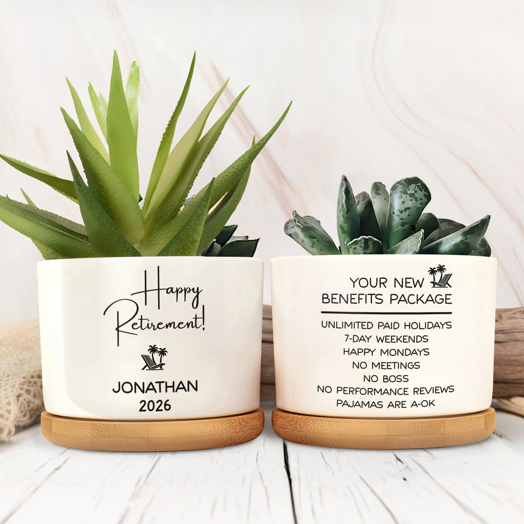 Personalized Ceramic Plant Pot Custom Name Gift for Retirement Ceramic Plant Pot GradoCreations