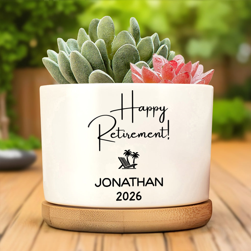 Personalized Ceramic Plant Pot Custom Name Gift for Retirement Ceramic Plant Pot GradoCreations