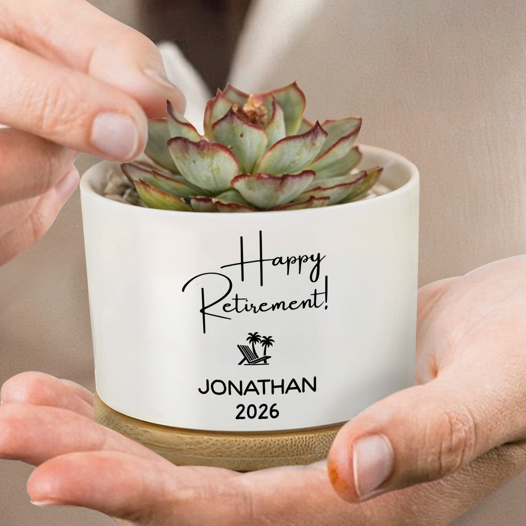 Personalized Ceramic Plant Pot Custom Name Gift for Retirement Ceramic Plant Pot GradoCreations