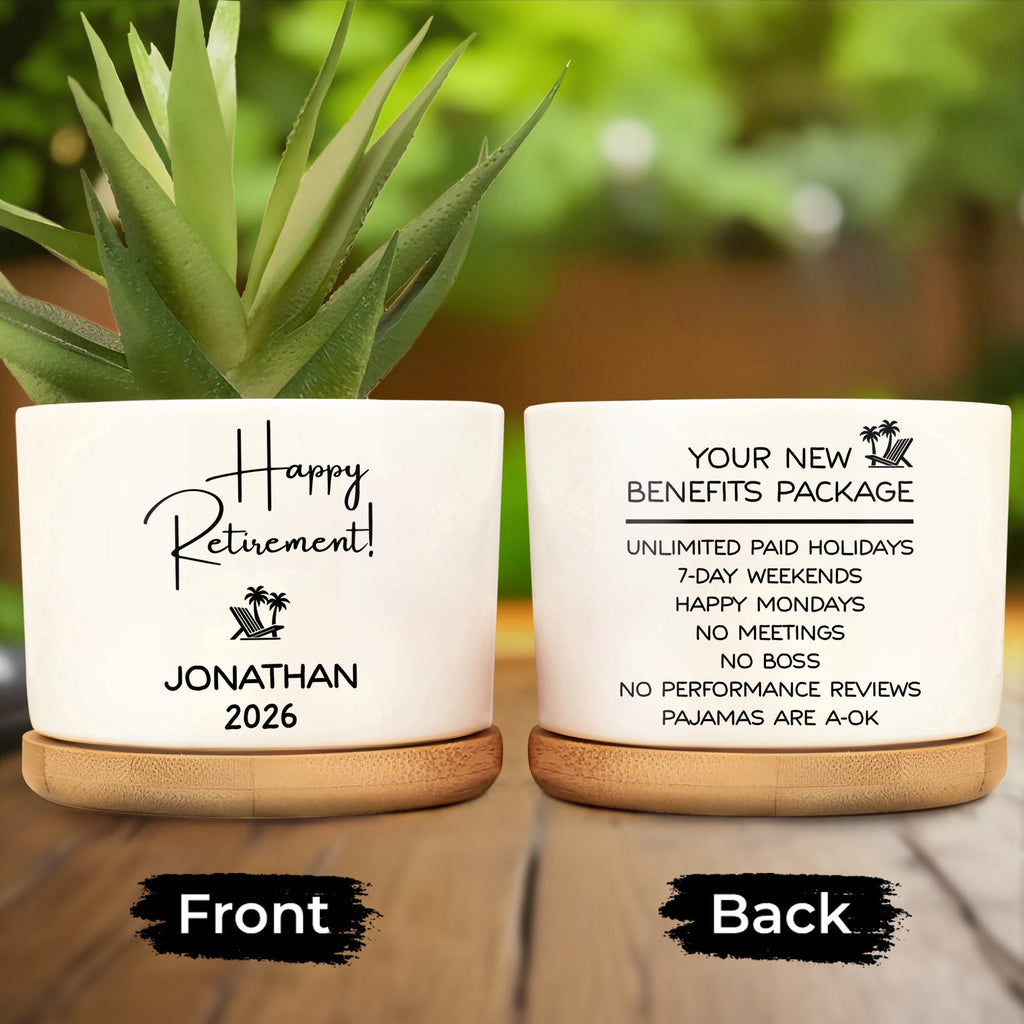 Personalized Ceramic Plant Pot Custom Name Gift for Retirement Ceramic Plant Pot GradoCreations