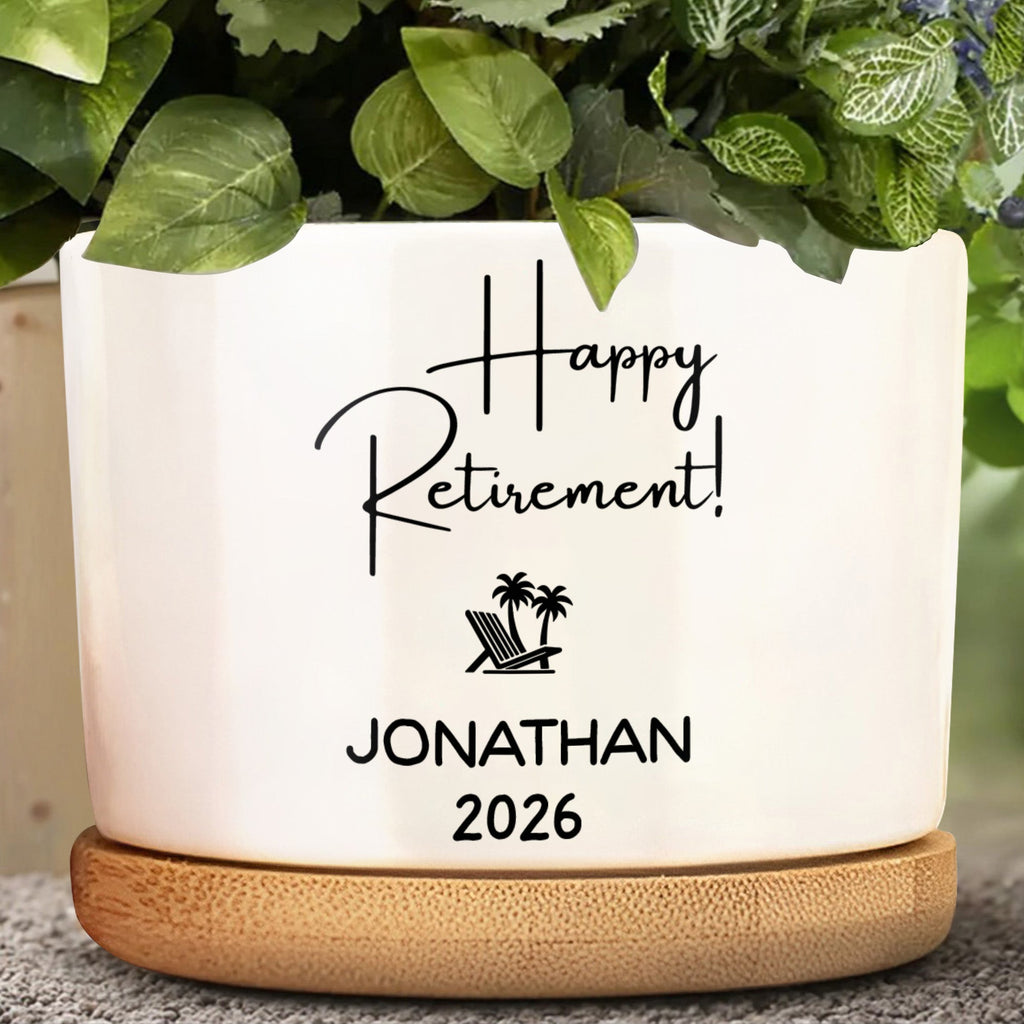 Personalized Ceramic Plant Pot Custom Name Gift for Retirement Ceramic Plant Pot GradoCreations