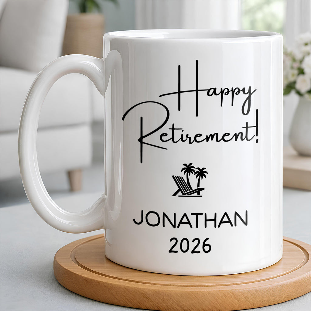Personalized Retirement Coffee Mug Custom Name Beach Chair Gift Edge-to-edge Mug GradoCreations