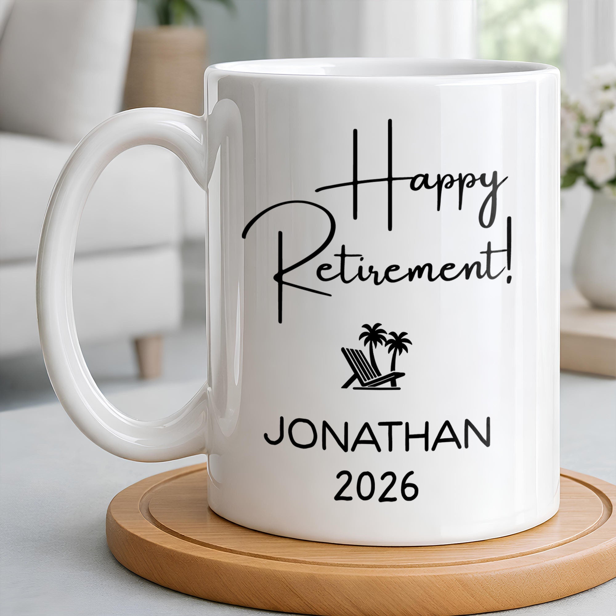 Personalized Retirement Coffee Mug Custom Name Beach Chair Gift Edge-to-edge Mug GradoCreations