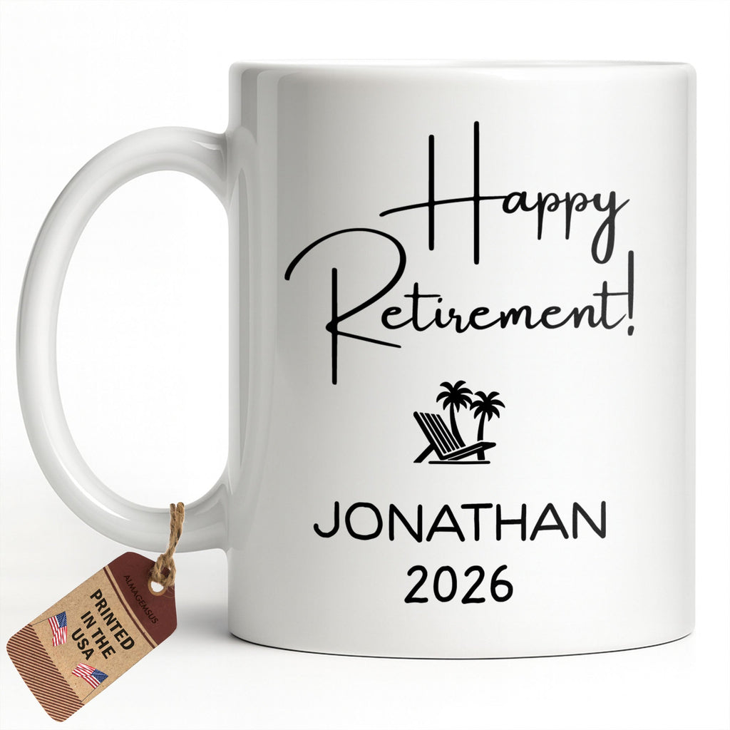 Personalized Retirement Coffee Mug Custom Name Beach Chair Gift Edge-to-edge Mug GradoCreations