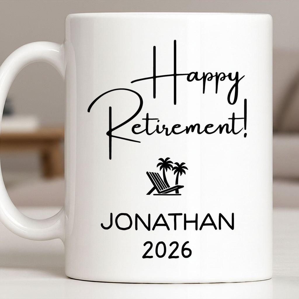 Personalized Retirement Coffee Mug Custom Name Beach Chair Gift Edge-to-edge Mug GradoCreations