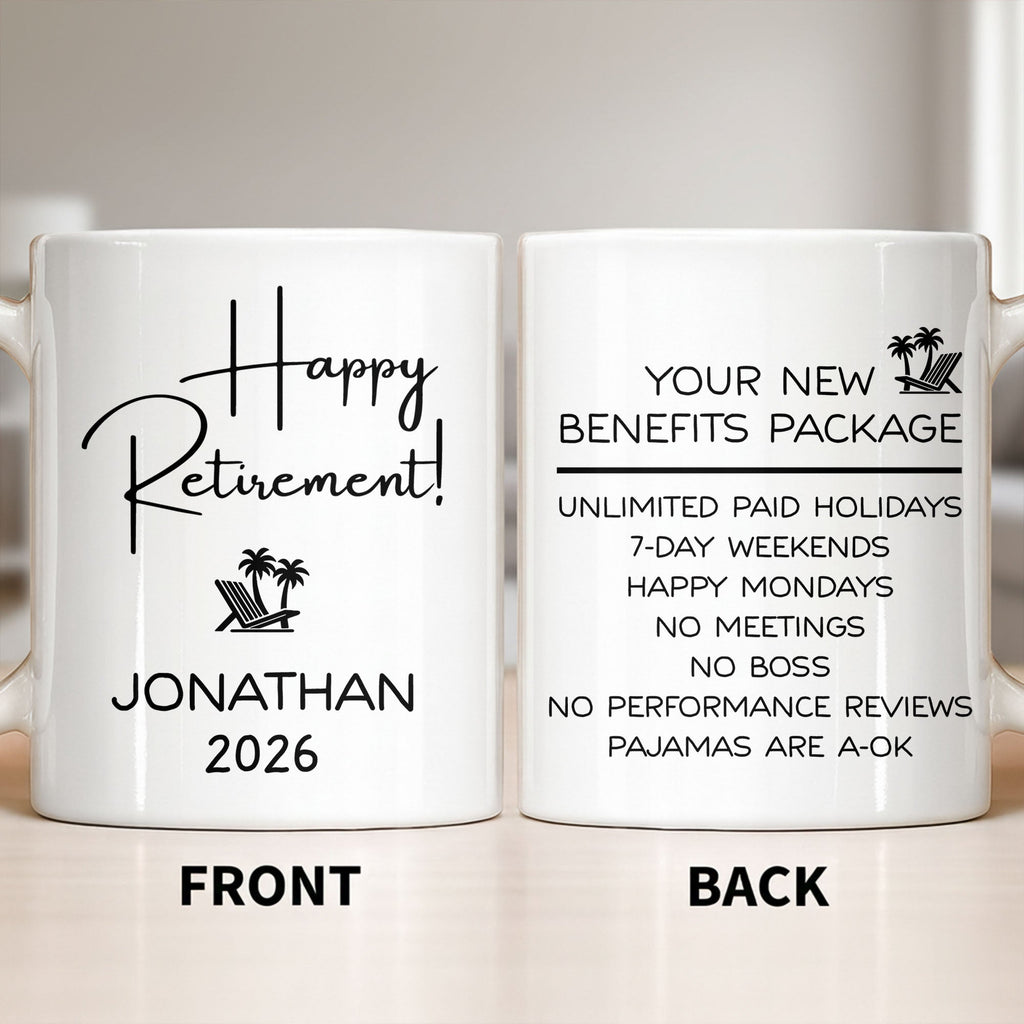 Personalized Retirement Coffee Mug Custom Name Beach Chair Gift Edge-to-edge Mug GradoCreations