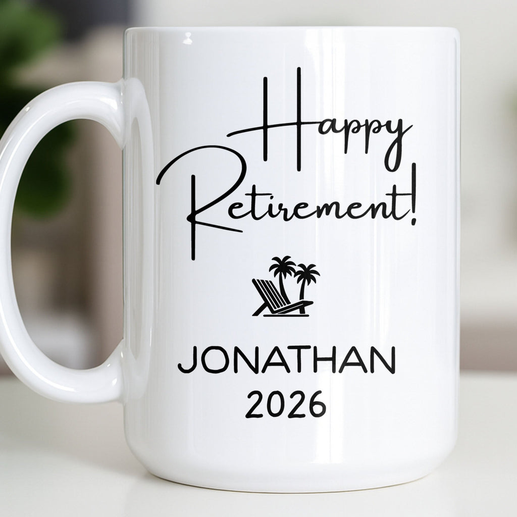 Personalized Retirement Coffee Mug Custom Name Beach Chair Gift Edge-to-edge Mug GradoCreations