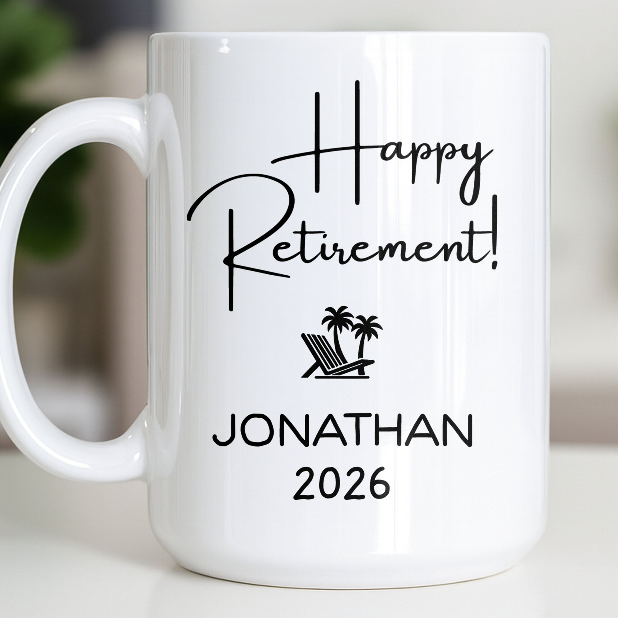 Personalized Retirement Coffee Mug Custom Name Beach Chair Gift Edge-to-edge Mug GradoCreations