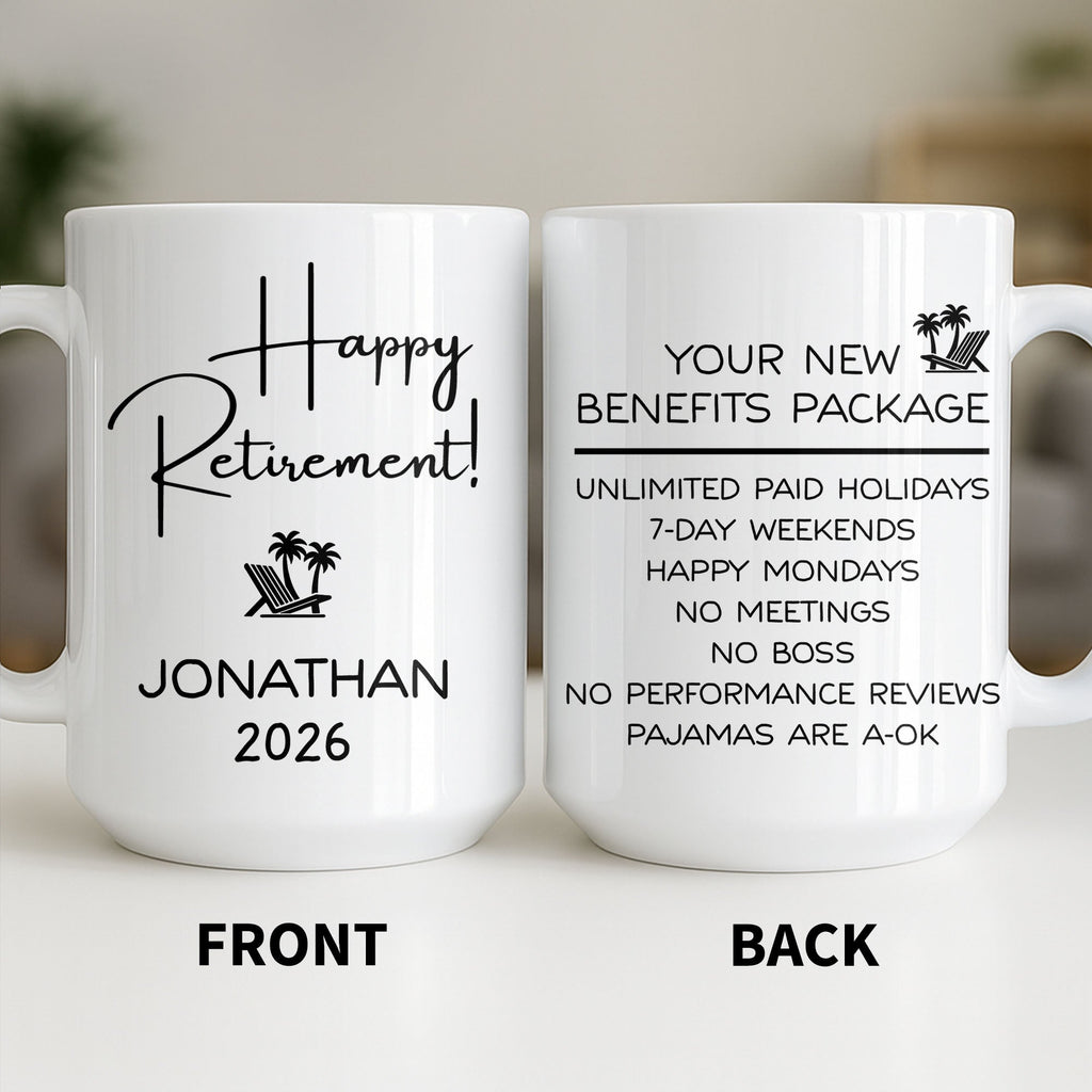 Personalized Retirement Coffee Mug Custom Name Beach Chair Gift Edge-to-edge Mug GradoCreations
