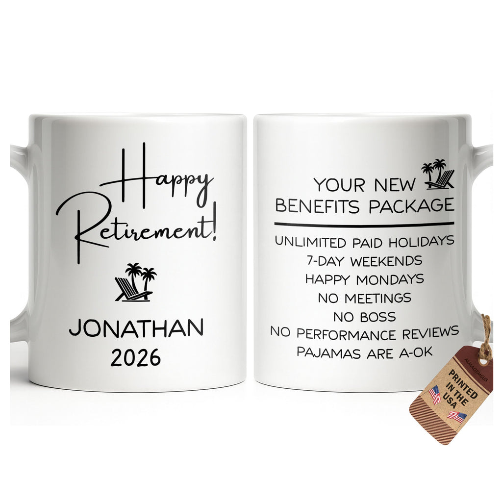 Personalized Retirement Coffee Mug Custom Name Beach Chair Gift Edge-to-edge Mug GradoCreations