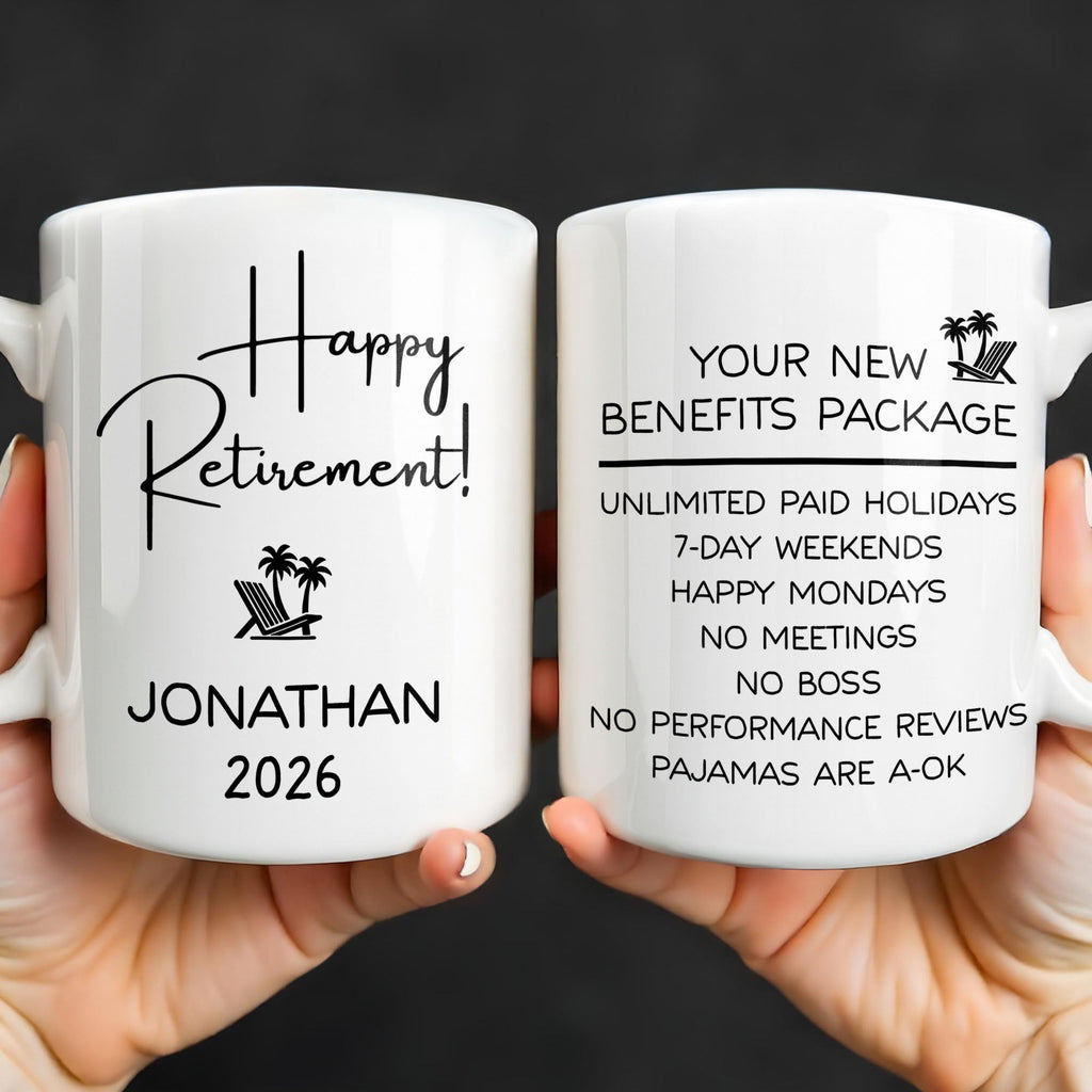 Personalized Retirement Coffee Mug Custom Name Beach Chair Gift Edge-to-edge Mug GradoCreations