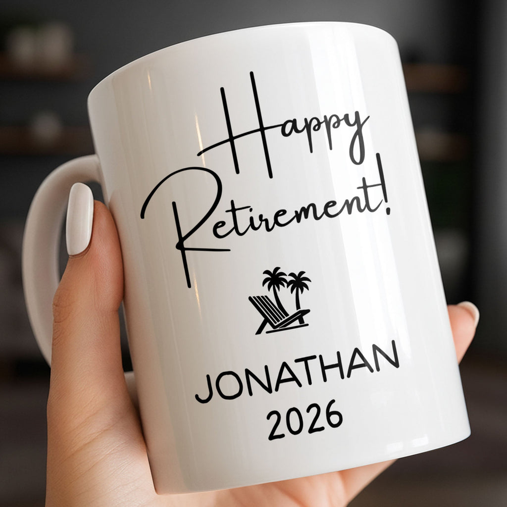 Personalized Retirement Coffee Mug Custom Name Beach Chair Gift Edge-to-edge Mug GradoCreations