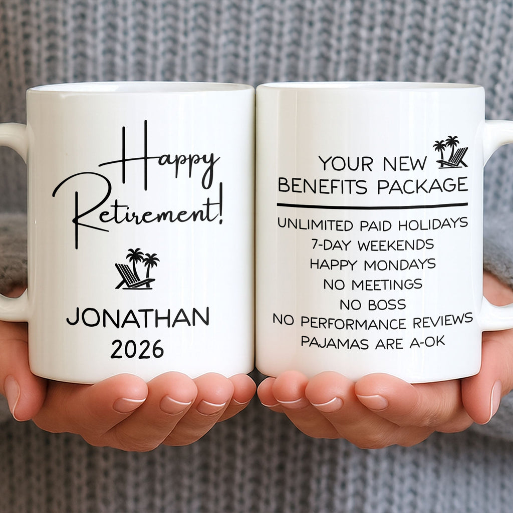 Personalized Retirement Coffee Mug Custom Name Beach Chair Gift Edge-to-edge Mug GradoCreations