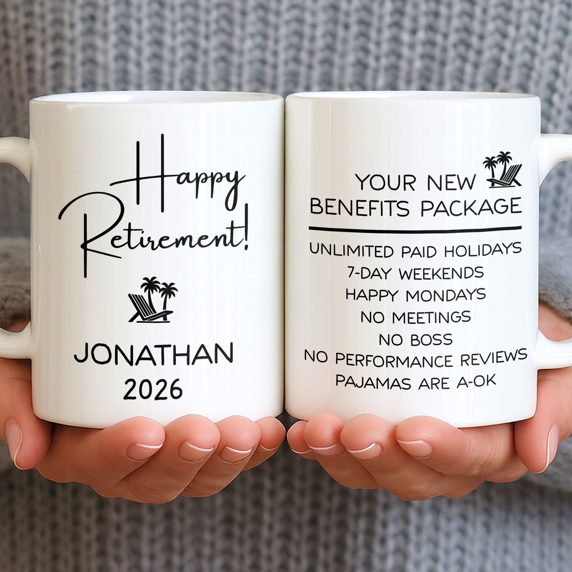 Personalized Retirement Coffee Mug Custom Name Beach Chair Gift Edge-to-edge Mug GradoCreations