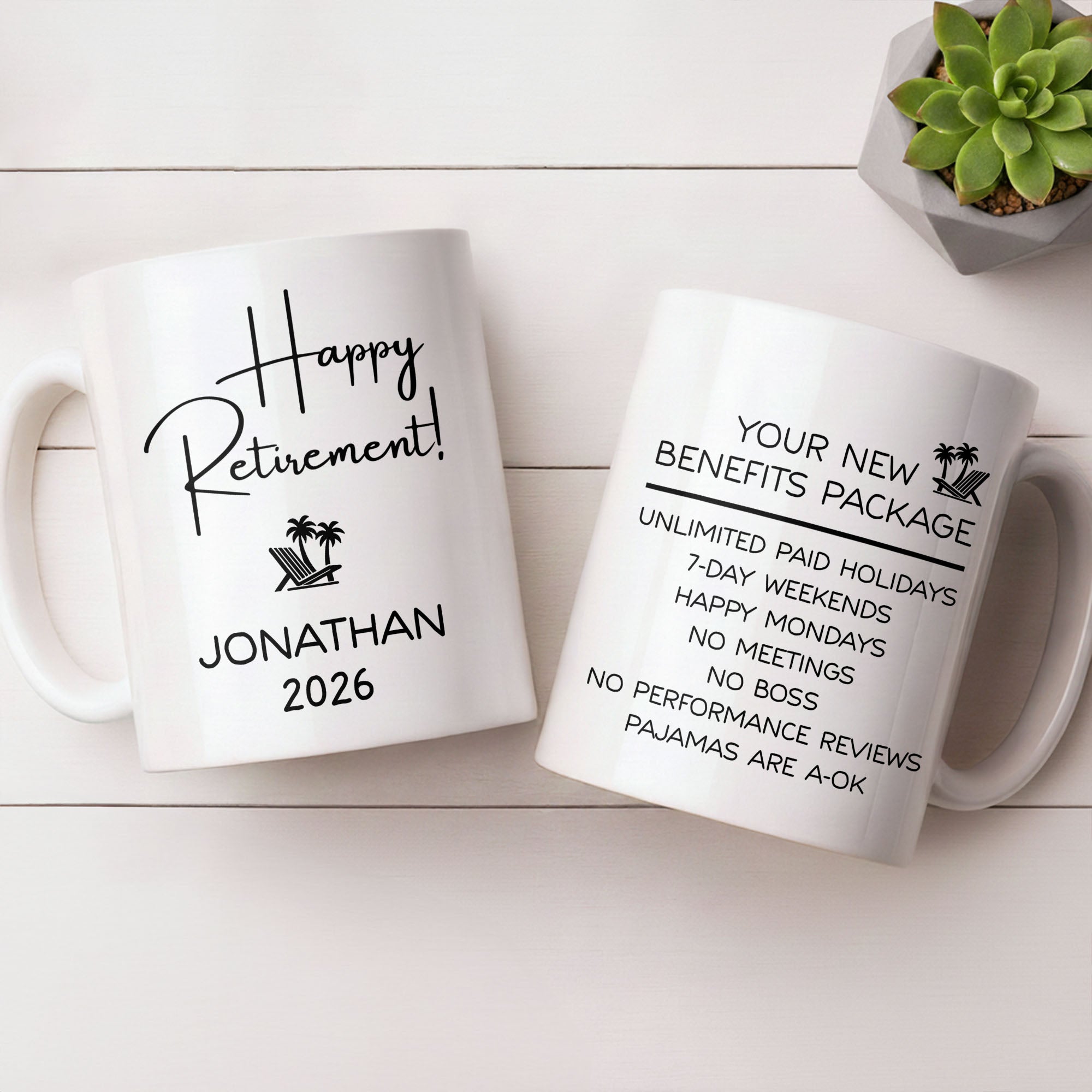 Personalized Retirement Coffee Mug Custom Name Beach Chair Gift Edge-to-edge Mug GradoCreations