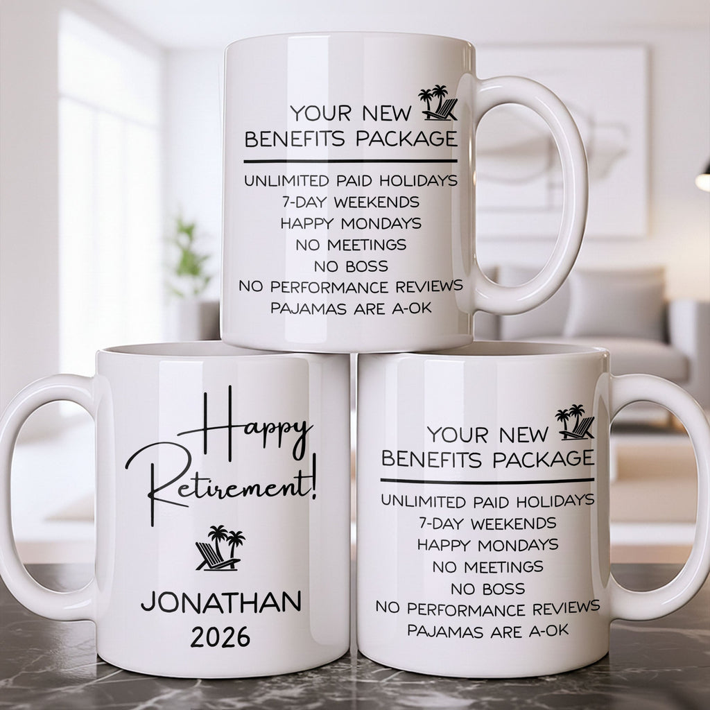 Personalized Retirement Coffee Mug Custom Name Beach Chair Gift Edge-to-edge Mug GradoCreations