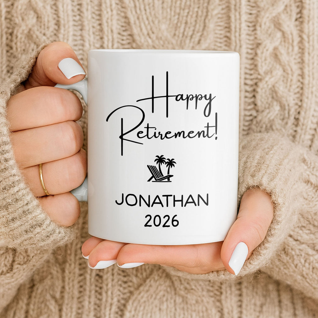 Personalized Retirement Coffee Mug Custom Name Beach Chair Gift Edge-to-edge Mug GradoCreations
