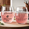 Personalized Stemless Wine Glass Custom Name Retirement Gift Wine Glasses GradoCreations