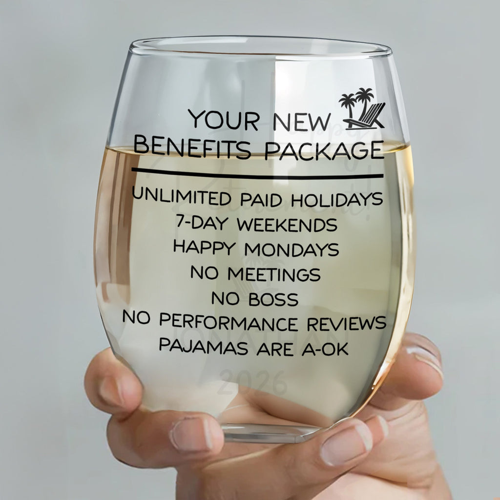 Personalized Stemless Wine Glass Custom Name Retirement Gift Wine Glasses GradoCreations