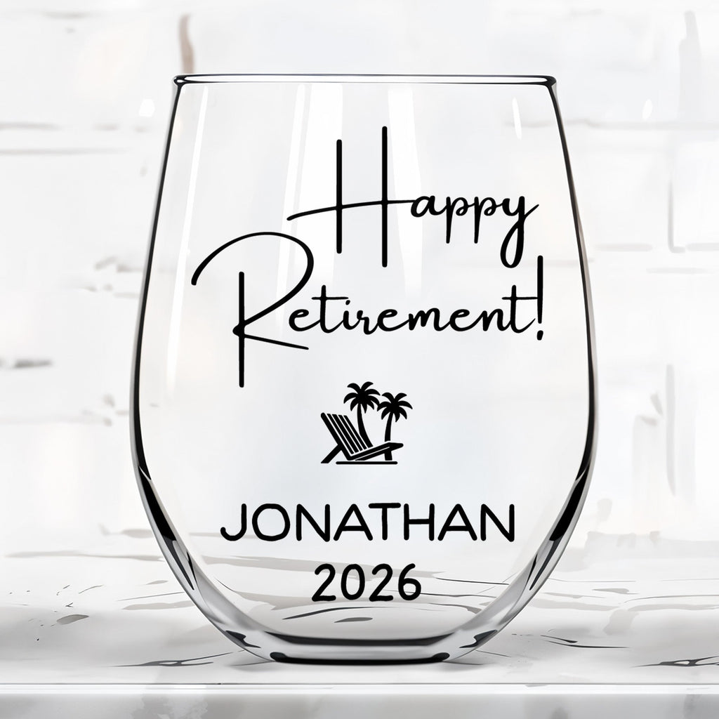 Personalized Stemless Wine Glass Custom Name Retirement Gift Wine Glasses GradoCreations